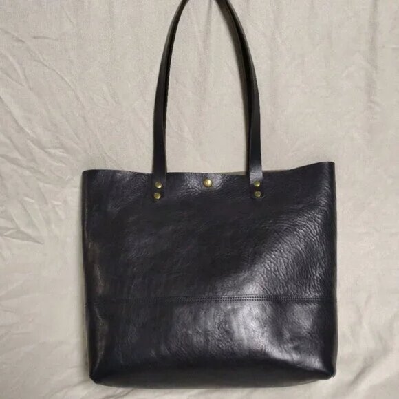 ❤️NELL HARPER England Black Leather Shopper Errand Bag Purse - Picture 1 of 9